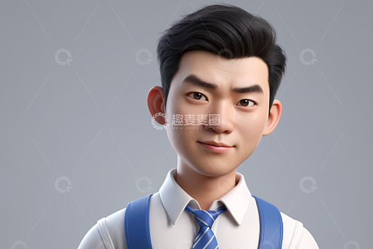 穿校服打领带的男生肖像