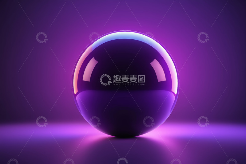 高清大图下载【趣麦麦图】紫色背景下的发光球体