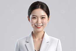 穿白西装微笑的女性