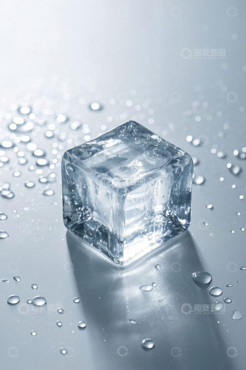 高清大图下载【趣麦麦图】透明冰块与水滴微距特写