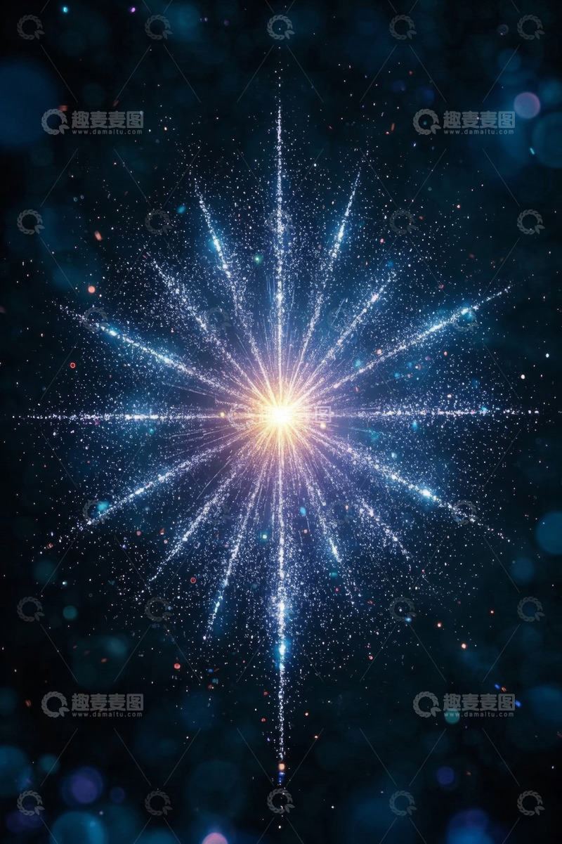 高清大图下载【趣麦麦图】闪耀星空放射状光芒背景