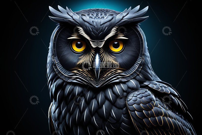 高清大图下载【趣麦麦图】黑羽猫头鹰特写