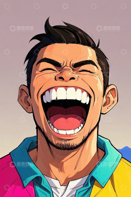 大笑的男性面部特写