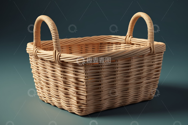 高清大图下载【趣麦麦图】柳编提手篮子特写