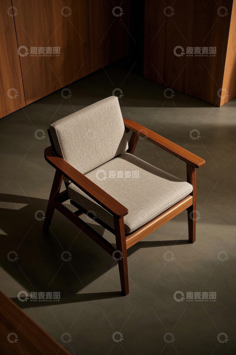 高清大图下载【趣麦麦图】现代风格木质扶手休闲椅