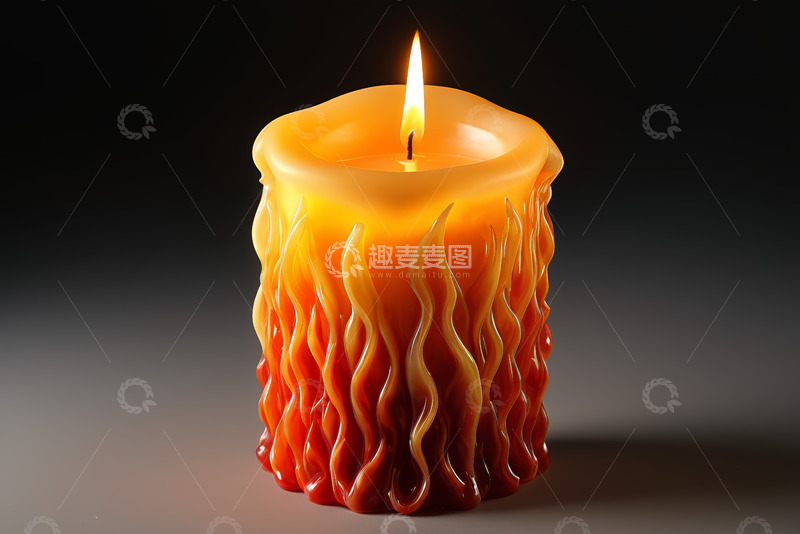 高清大图下载【趣麦麦图】燃烧的火焰造型蜡烛特写
