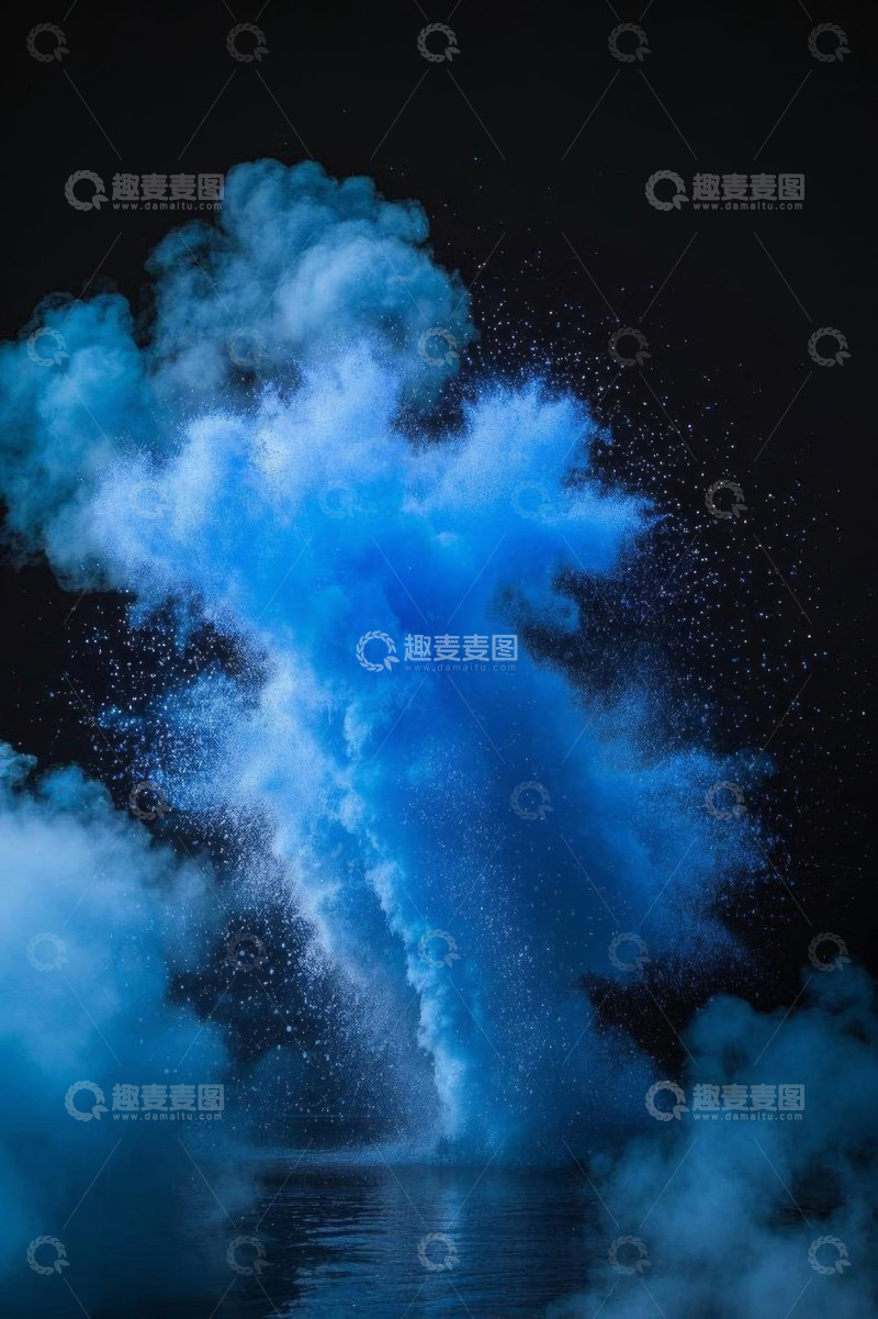 高清大图下载【趣麦麦图】蓝色粉末烟雾爆发场景