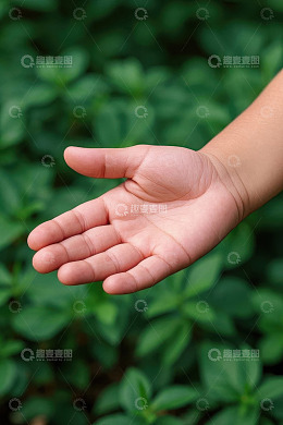 手掌特写与自然背景画面
