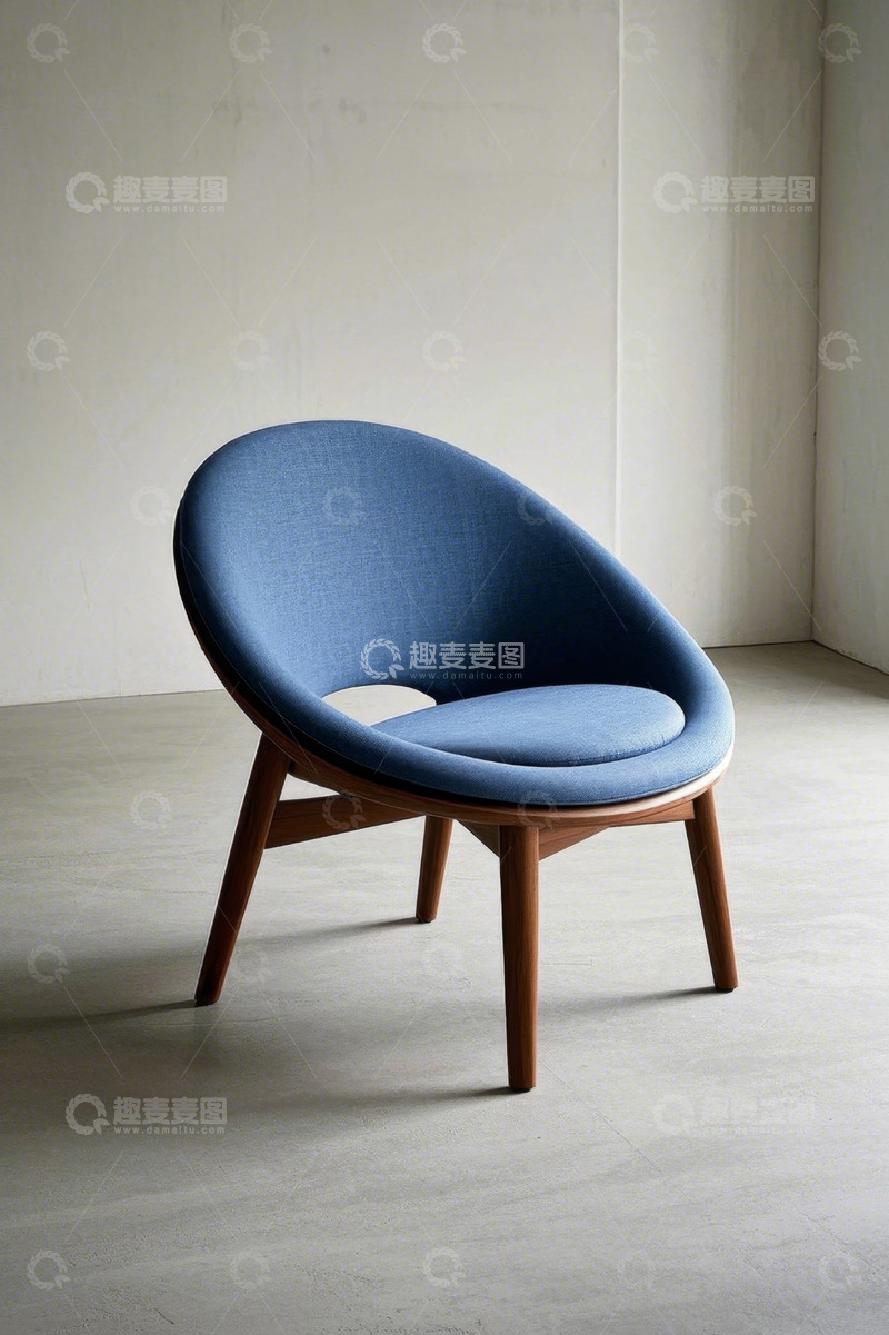 高清大图下载【趣麦麦图】现代蓝色布艺休闲椅