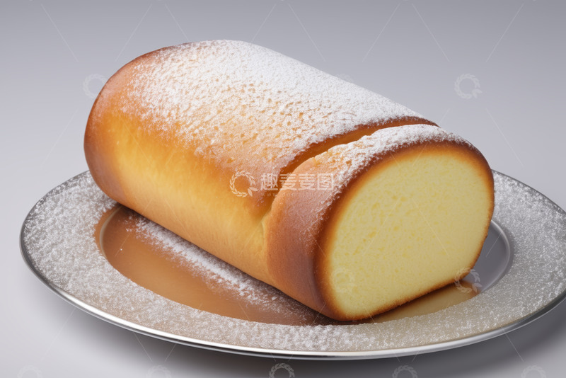 高清大图下载【趣麦麦图】撒糖粉的长条形蛋糕特写