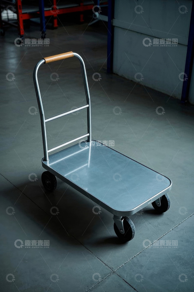 高清大图下载【趣麦麦图】金属平板手推车仓储运输工具