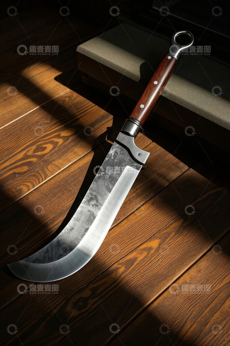高清大图下载【趣麦麦图】木质地板上的金属刀具