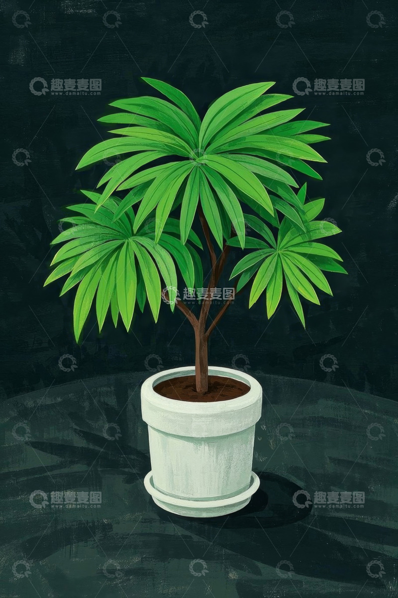 高清大图下载【趣麦麦图】白色花盆中生长的绿色植物