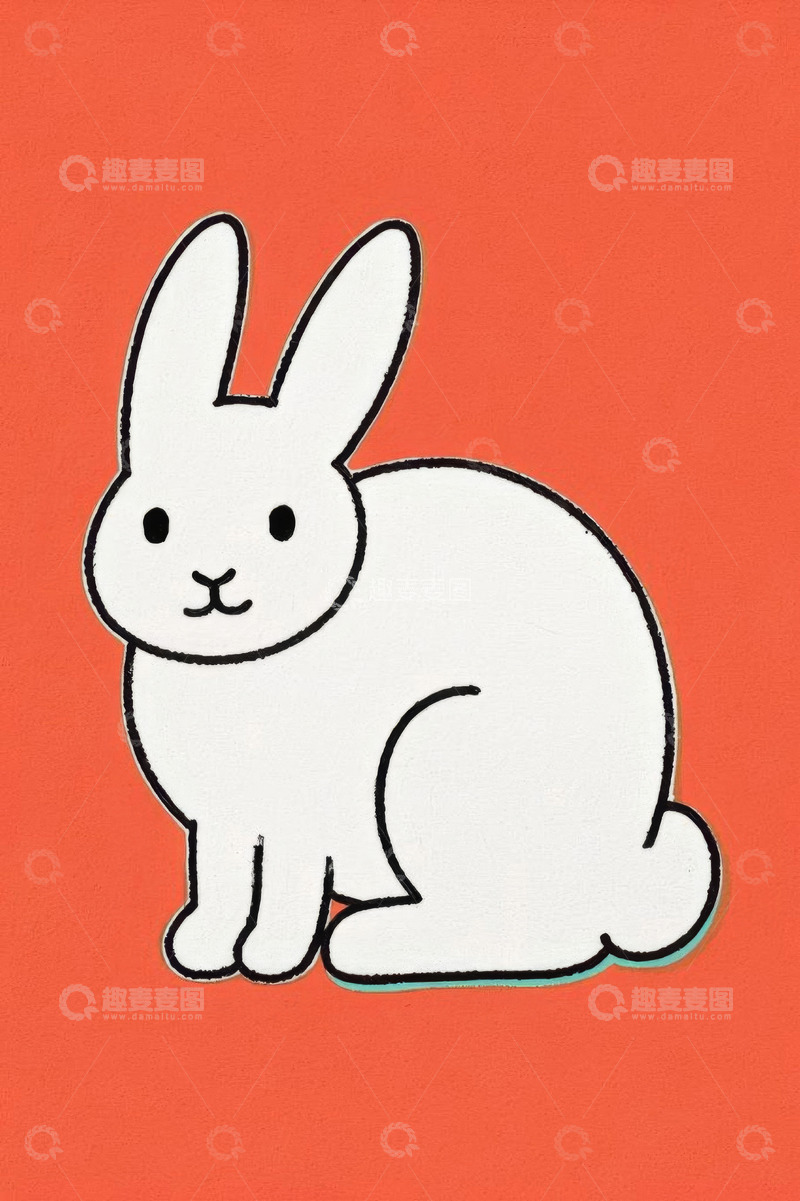 高清大图下载【趣麦麦图】橙色背景卡通兔子图案