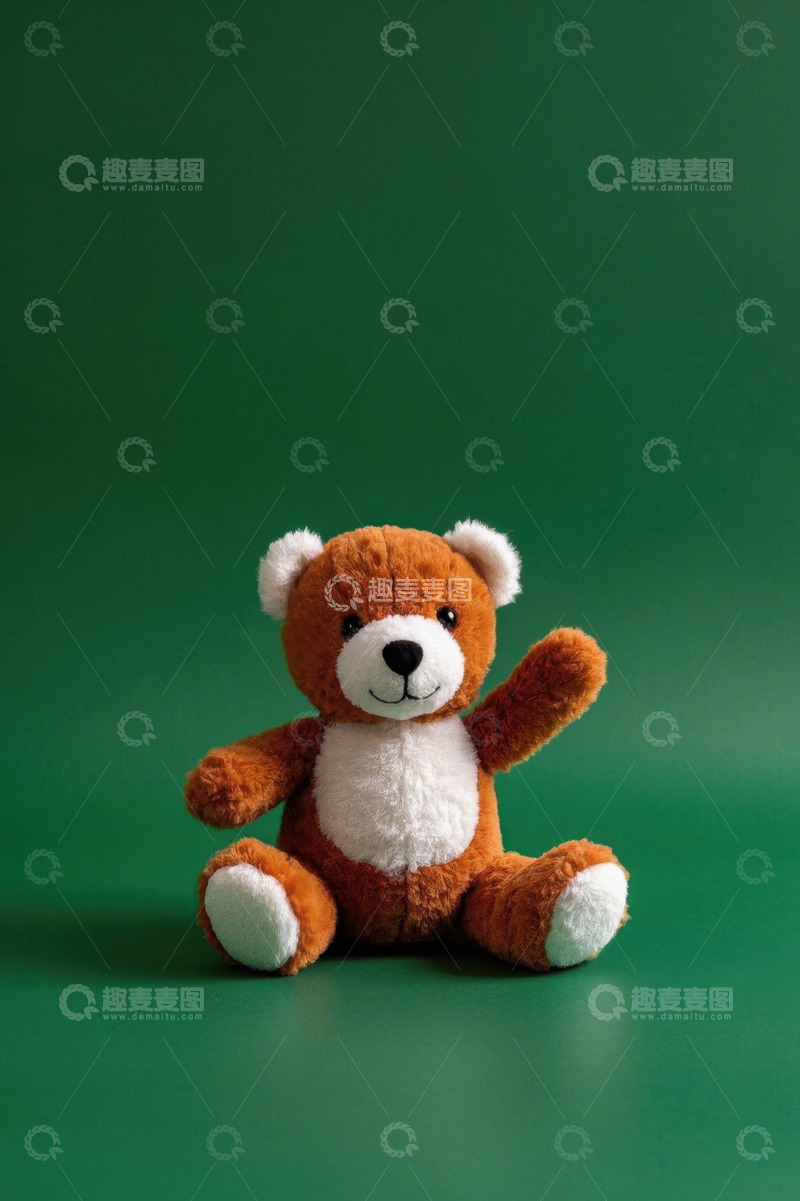 高清大图下载【趣麦麦图】棕色小熊玩具坐立挥手