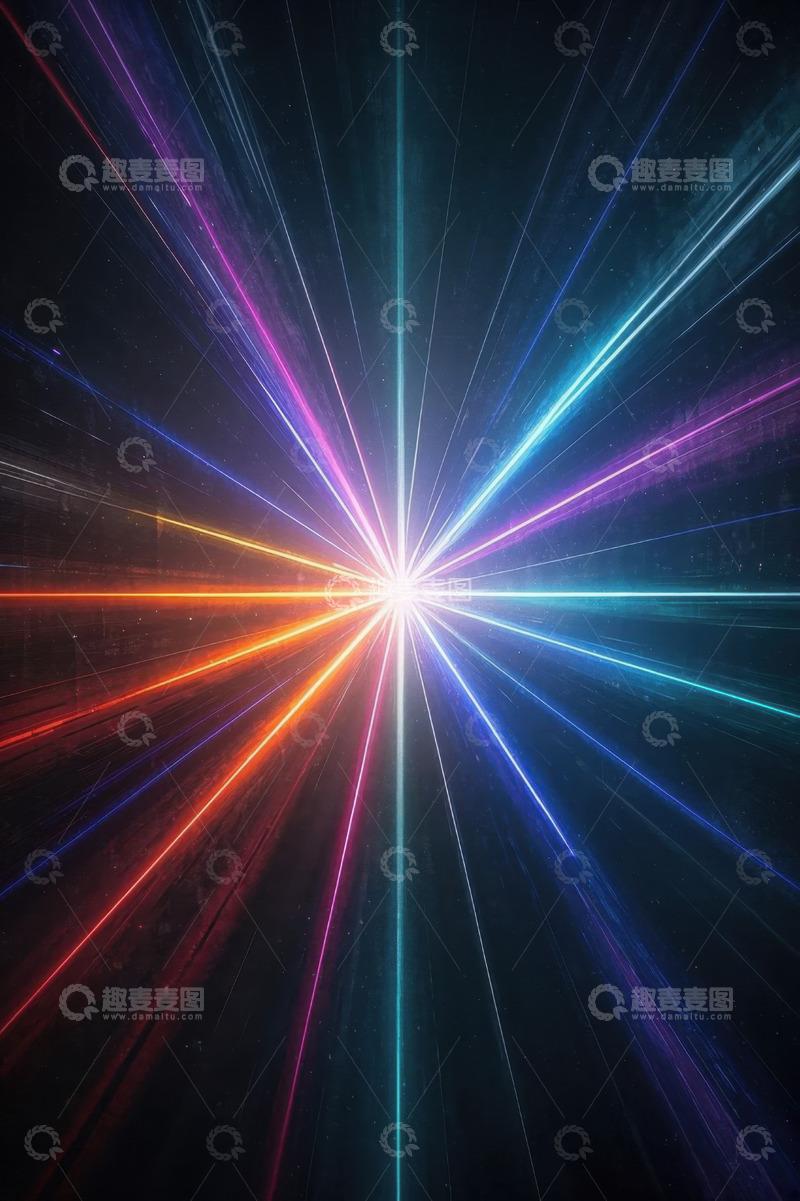 高清大图下载【趣麦麦图】彩色光线放射效果背景