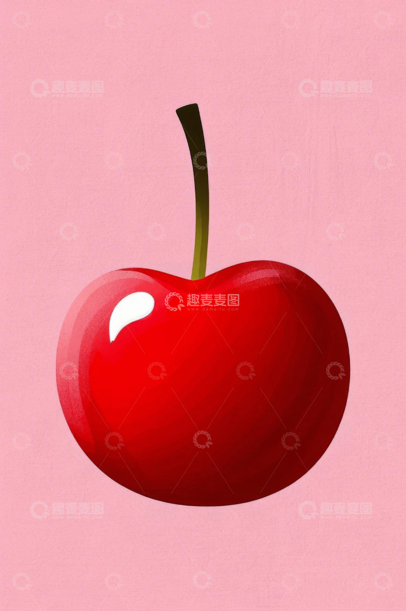 高清大图下载【趣麦麦图】粉色背景上的红色樱桃