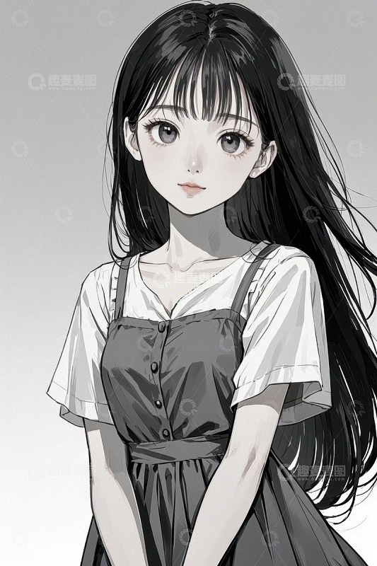 长发少女动漫风格肖像