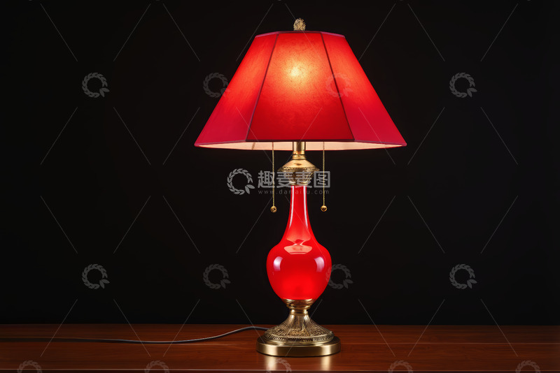 高清大图下载【趣麦麦图】红色台灯家居装饰静物