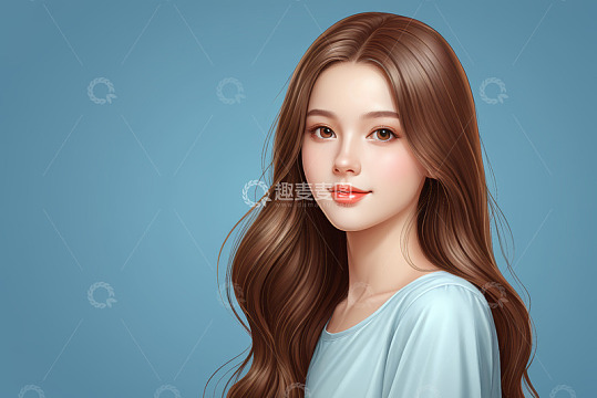 长发女性半身肖像