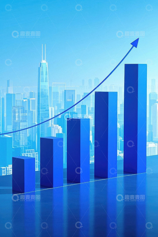 城市背景中的增长柱状图