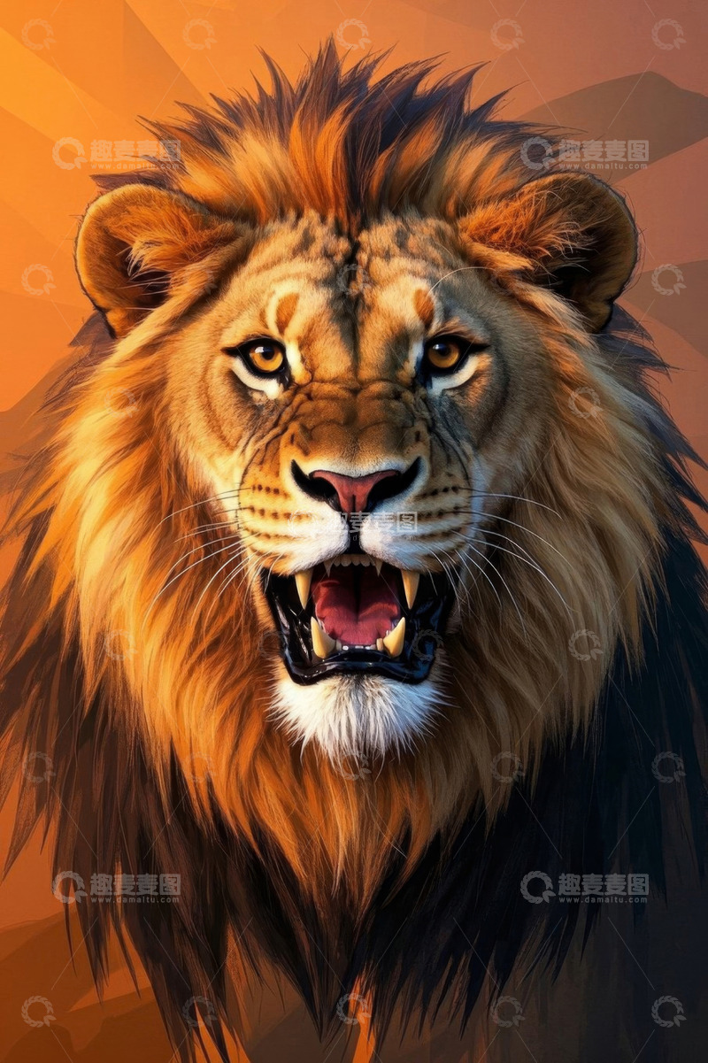 高清大图下载【趣麦麦图】咆哮的雄狮特写