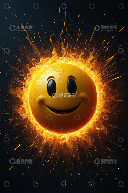 火焰环绕的笑脸表情符号