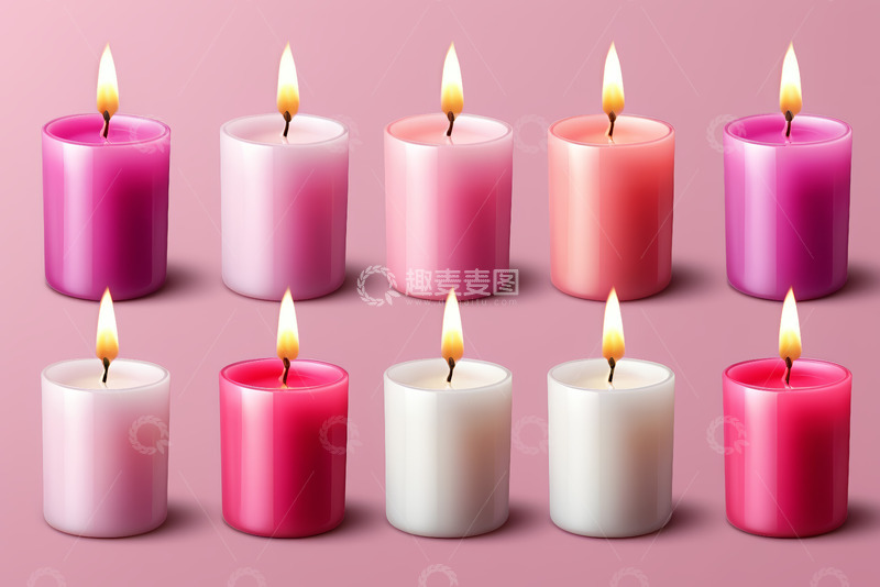 高清大图下载【趣麦麦图】多色点燃蜡烛摆拍素材