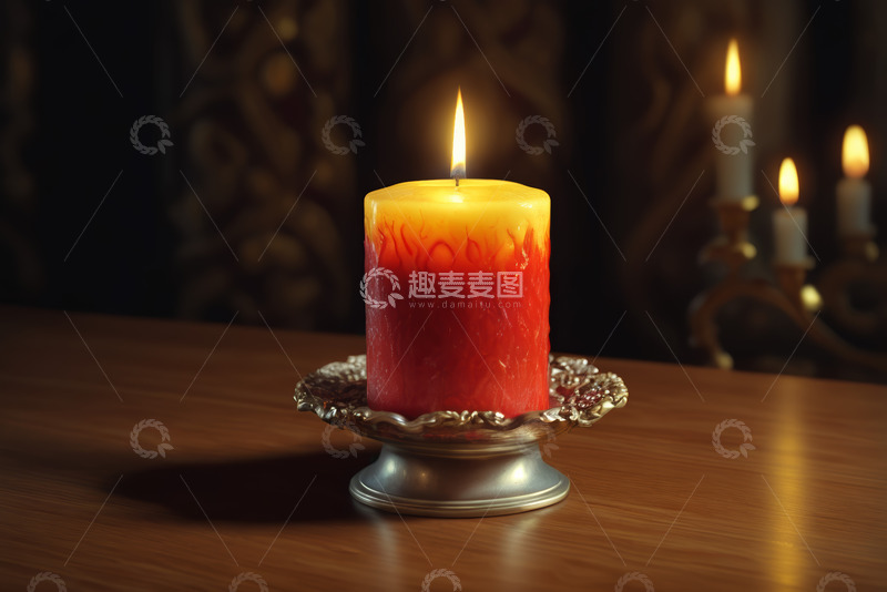 高清大图下载【趣麦麦图】燃烧的红蜡烛特写