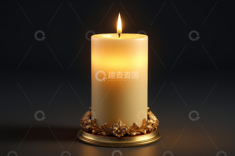 高清大图下载【趣麦麦图】燃烧的装饰蜡烛特写