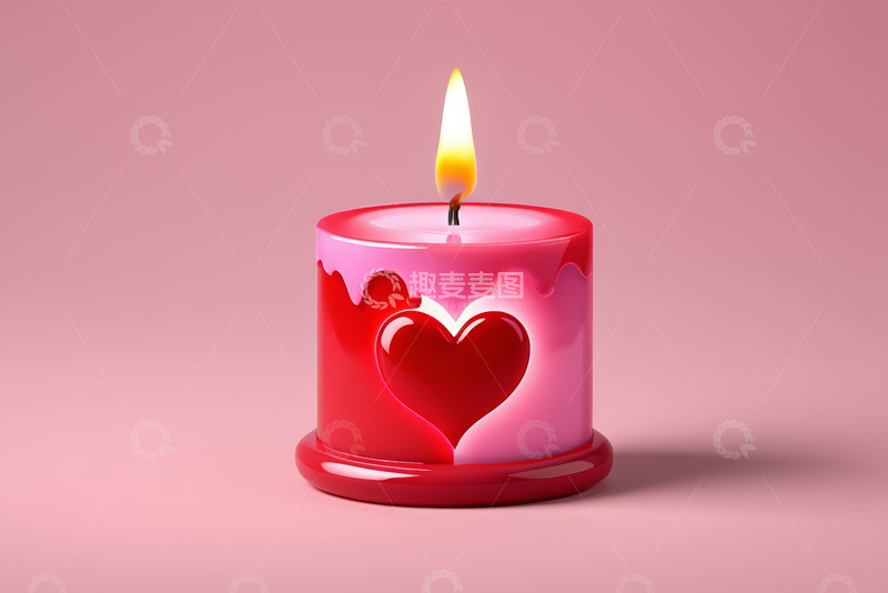 高清大图下载【趣麦麦图】红心图案红色蜡烛特写