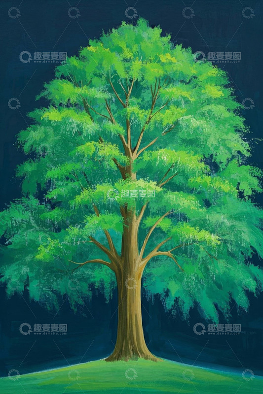 单棵绿色大树自然风光素材