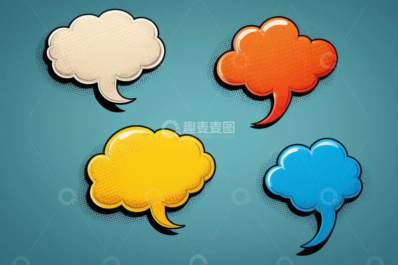 高清大图下载【趣麦麦图】多彩卡通对话气泡素材
