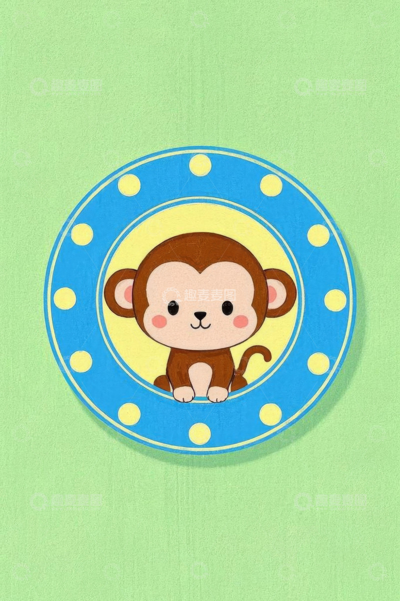 高清大图下载【趣麦麦图】卡通猴子圆形图案设计