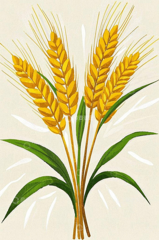 插画风格麦穗素材