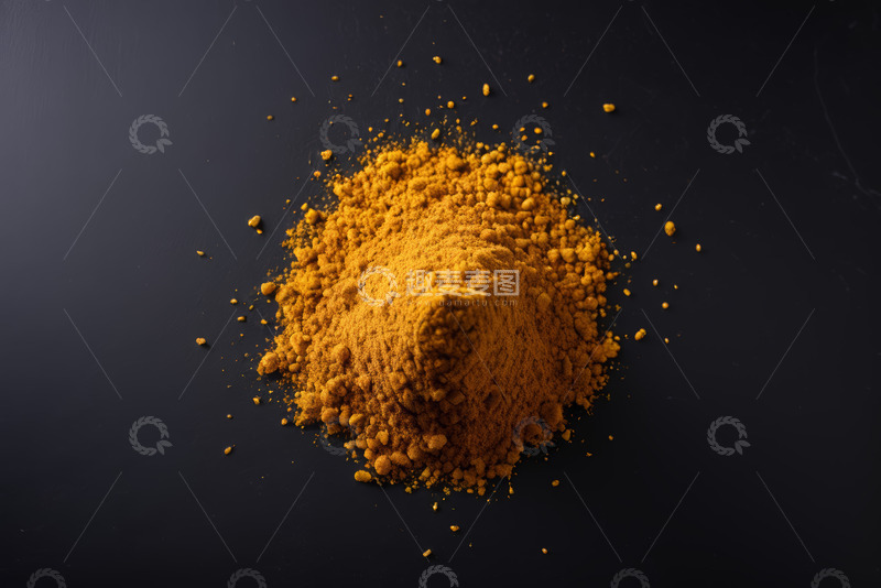 高清大图下载【趣麦麦图】黑色背景上的香料粉末堆