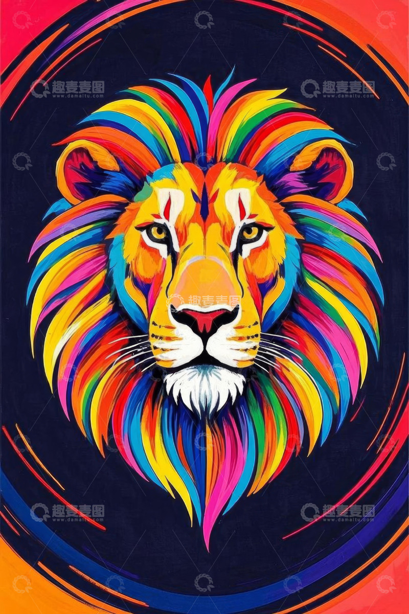 高清大图下载【趣麦麦图】彩色狮子头抽象艺术图像