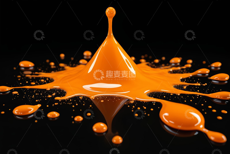 高清大图下载【趣麦麦图】橙色液体飞溅特写