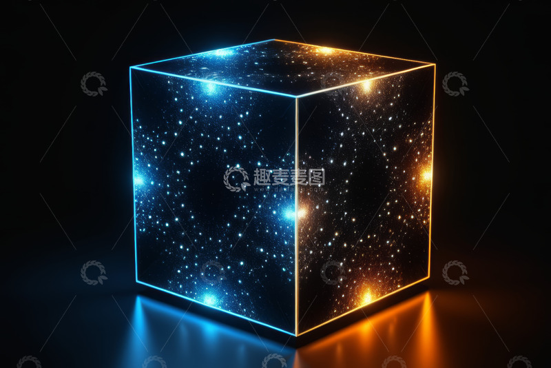 高清大图下载【趣麦麦图】发光星空立方体素材