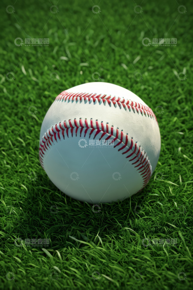 高清大图下载【趣麦麦图】草地上的白色棒球