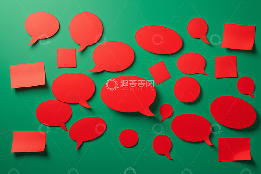 绿色背景上的红色对话气泡贴纸