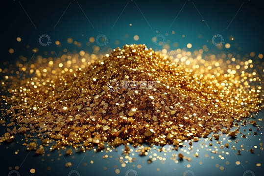 金色碎屑堆特写素材