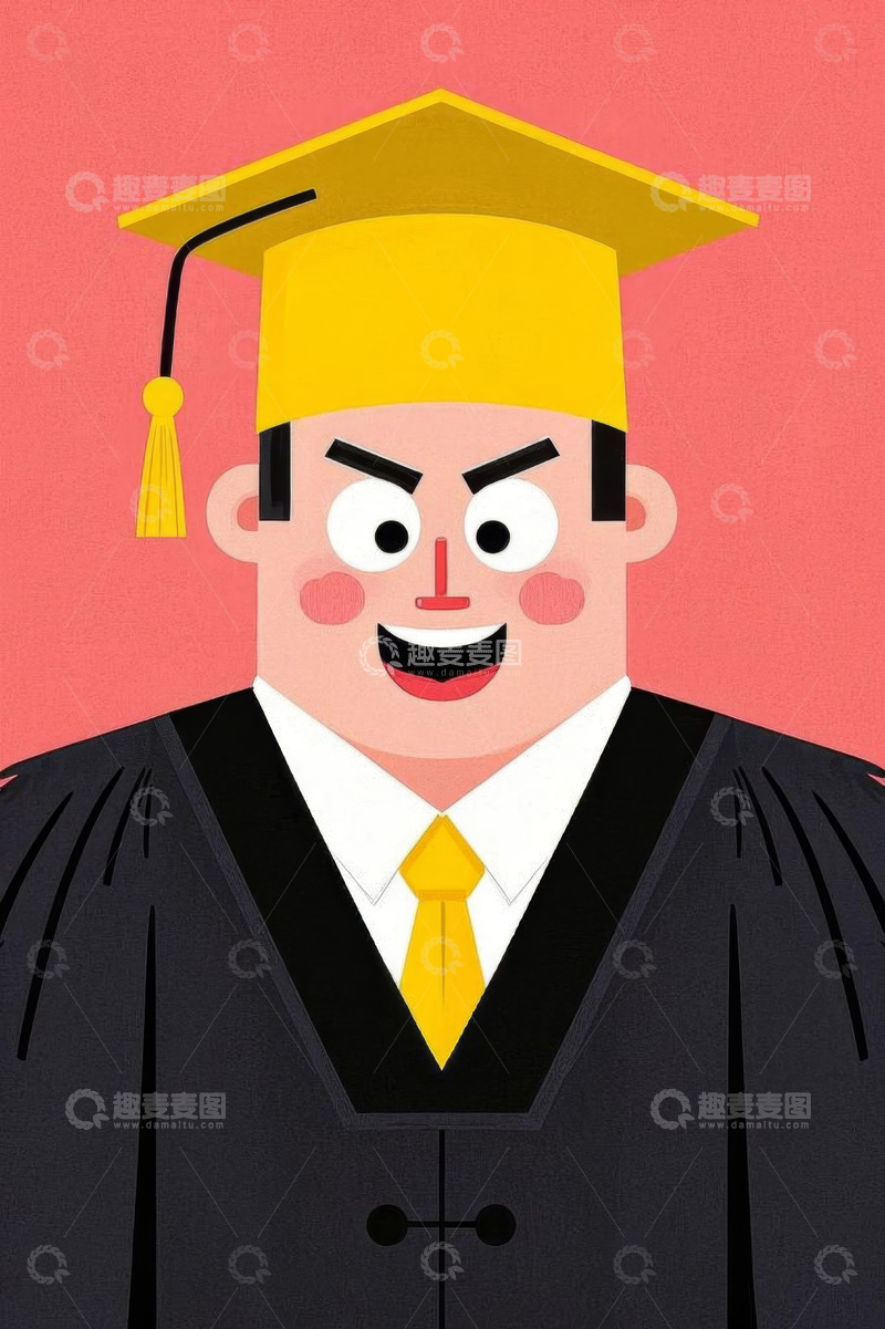 高清大图下载【趣麦麦图】卡通形象毕业学生肖像