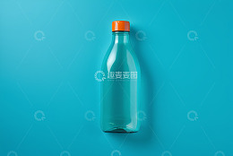 蓝色背景透明塑料瓶