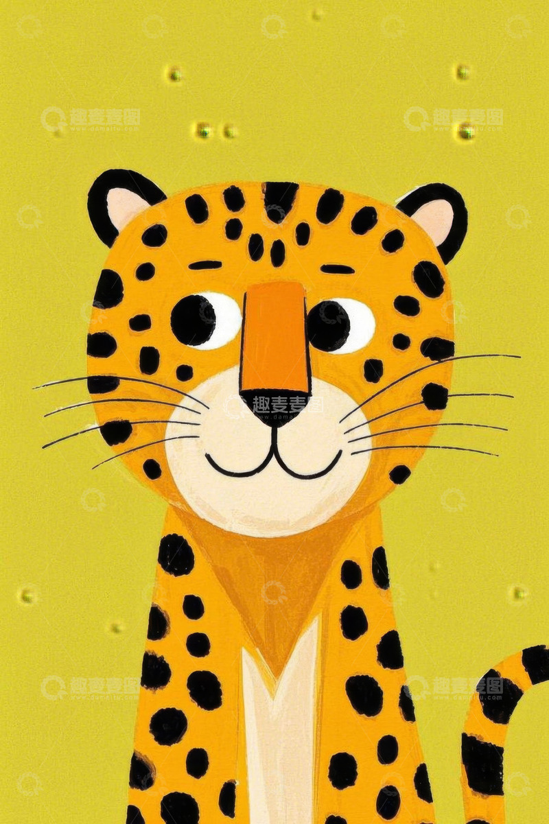 高清大图下载【趣麦麦图】卡通猎豹正面形象素材