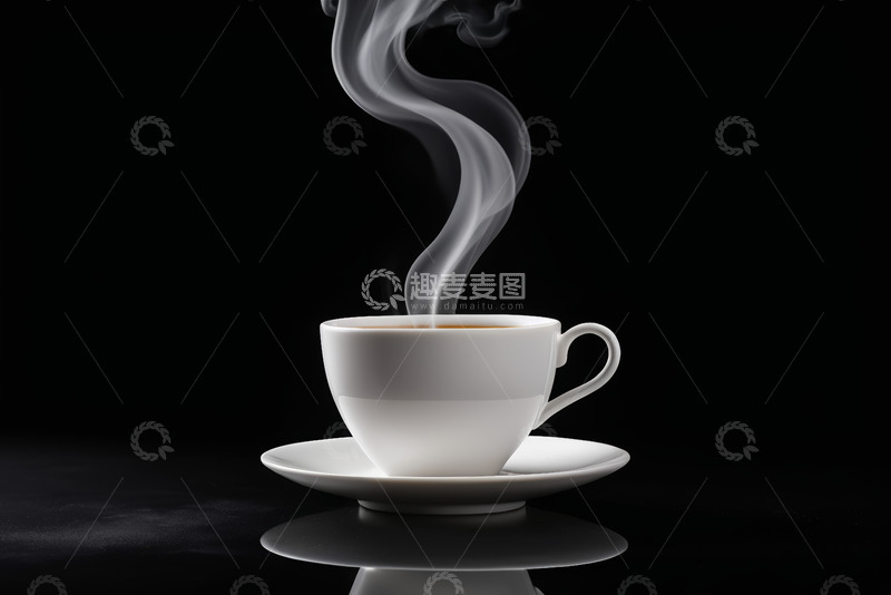 高清大图下载【趣麦麦图】白色咖啡杯热气升腾特写