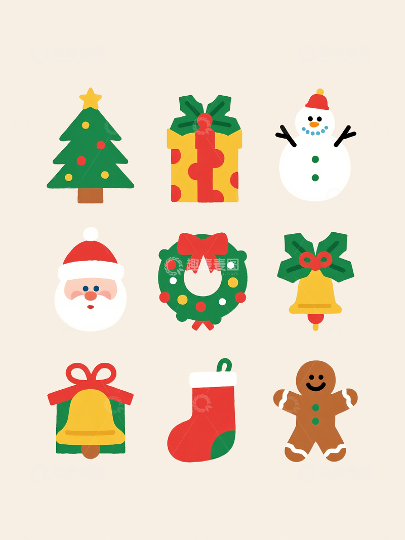 源文件下载【趣麦麦图】扁平风格可爱圣诞元素5