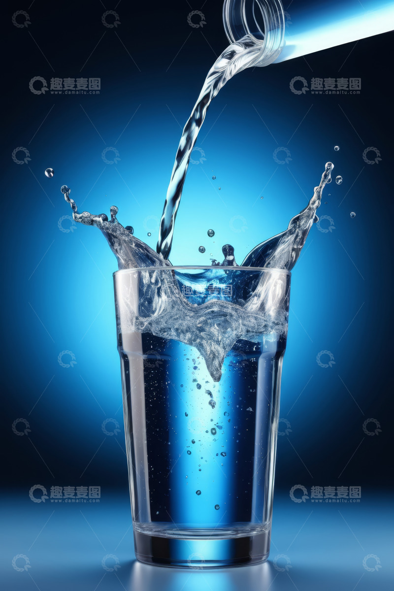 高清大图下载【趣麦麦图】水倒入玻璃杯瞬间画面