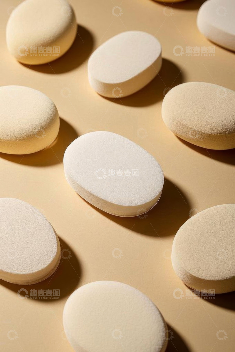 高清大图下载【趣麦麦图】浅色背景上的椭圆形药丸