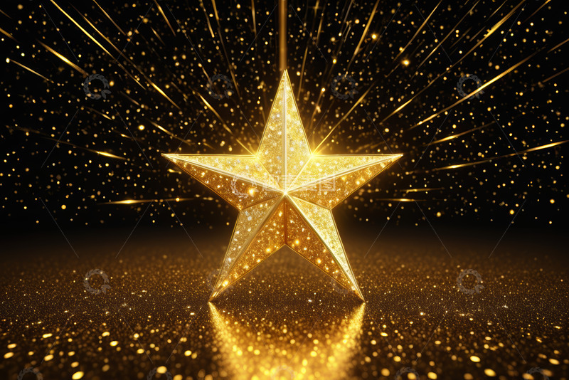高清大图下载【趣麦麦图】金色闪亮五角星背景素材